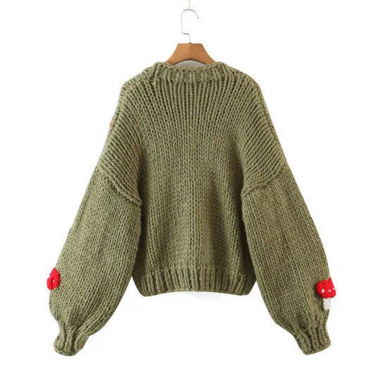 Autumn New Two-color Cute Mushroom Sweater Coat