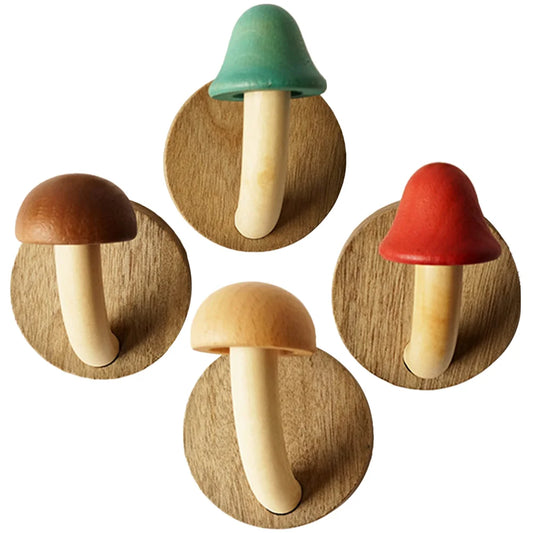 4 Pcs Wooden Mushroom Hook