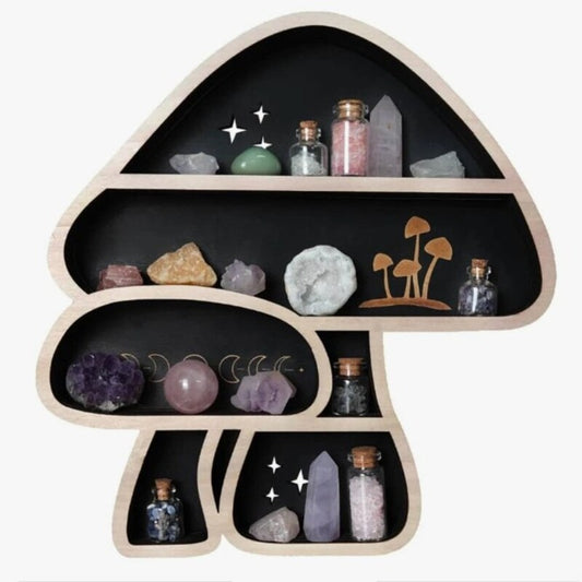 Wall-mounted Wooden Floating Mushroom Shelf