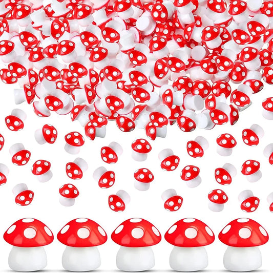 50Pcs Tiny Resin Mushrooms